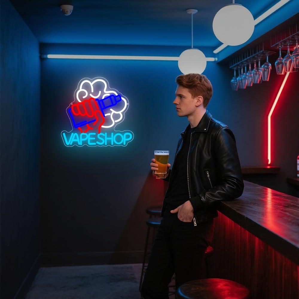 Neonreclame voor een vape-wink - Vaping Store recensie en prijs
